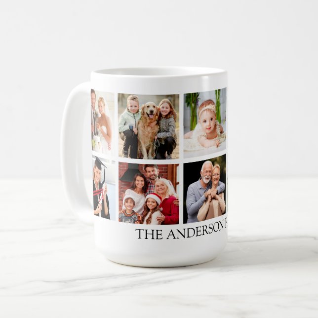 Family Photo Collage Large Coffee Mug (Front Left)