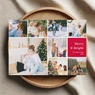 Family Photo Collage Merry And Bright Christmas Ho Holiday Card