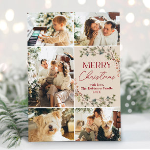 Family Photo Collage Merry Christmas Holiday Card