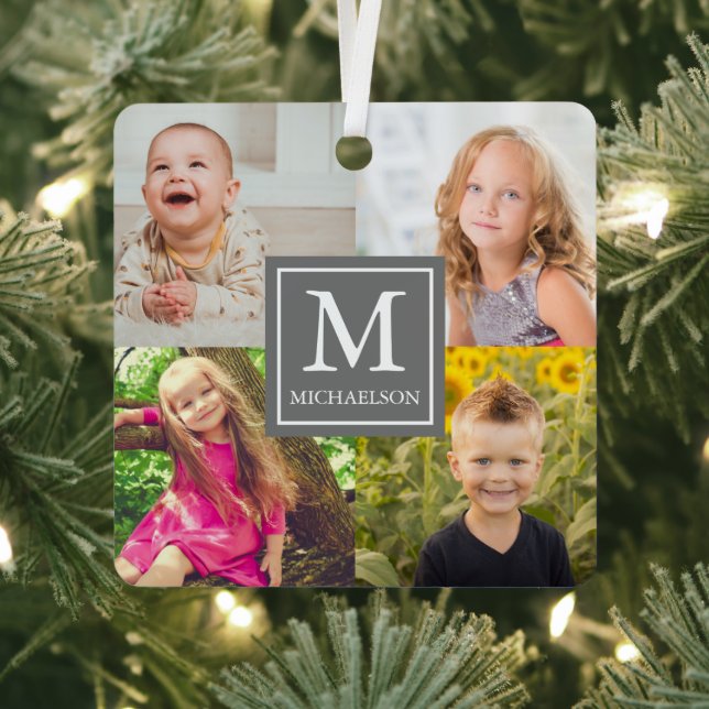 Family Photo Collage Metal Ornament (Insitu)