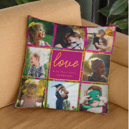 Family Photo Collage Modern &amp; Colorful  Throw Pillow