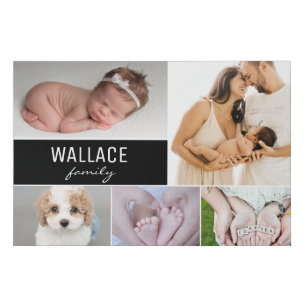 Family Photo collage Modern Customizble Faux Canvas Print