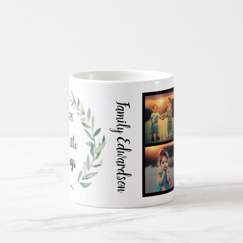 Family photo collage monogram enjoy little things coffee mug