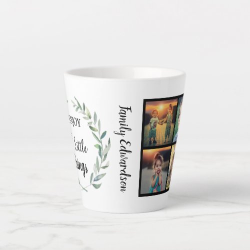 Family photo collage monogram enjoy little things  latte mug