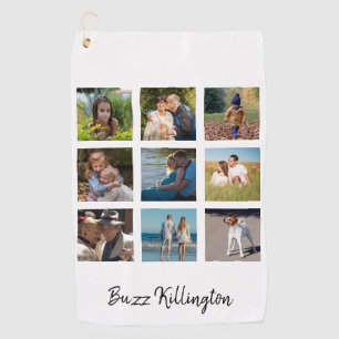Family Photo Collage Monogram  Golf Towel