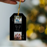 Family photo collage monogram name personalized gift tags<br><div class="desc">Custom monogram and name with family established year 2 photo elegant simple black and white create your own gift tag for Christmas,  family birthday,  anniversary,  new home housewarming or Thanksgiving.</div>