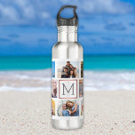 Family Photo Collage Monogram Stainless Steel Water Bottle at Zazzle