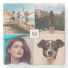 Family Photo Collage Monogram Stone Coaster Family Photo Collage Monogram Stone Coaster