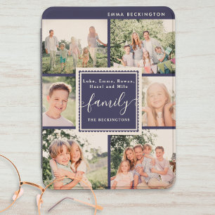 Family Photo Collage Navy Blue Personalized Kindle Cover