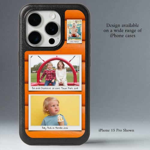 Family Photo Collage Orange iPhone 15 Pro Case