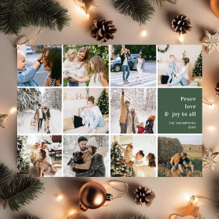 Family Photo Collage Peace Love Joy Christmas Holiday Card