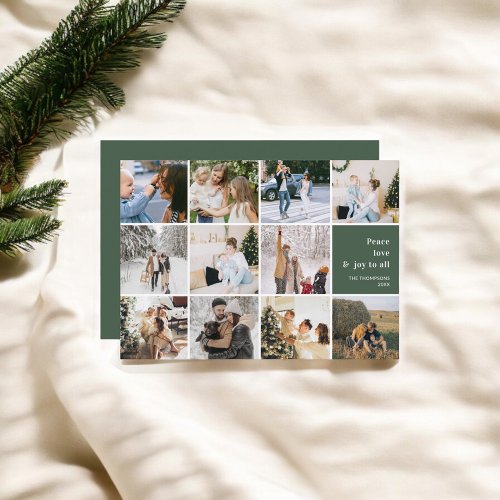 Family Photo Collage Peace Love Joy Christmas Holiday Card