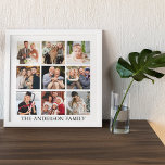 Family Photo Collage Peel And Stick Photo Tile<br><div class="desc">Modern Minimalist Simple 9 Photo Collage Family Photos with Name Wall Tile - Black & White or choose your colors</div>