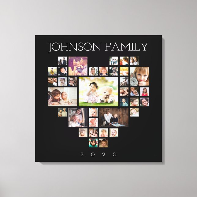 Family Photo Collage (Personalize Photo & Text) Canvas Print (Front)