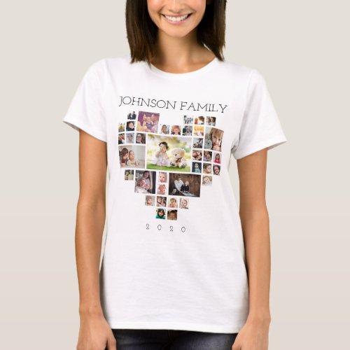 Family Photo Collage Personalize Photo  Text T_Shirt