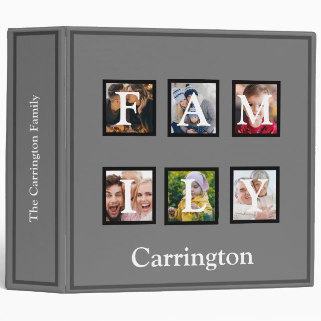 Family Photo Collage Personalized 3 Ring Binder (Front/Spine)