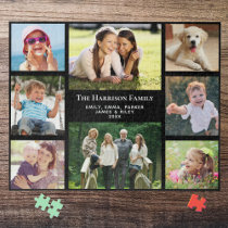 Family Photo Collage Personalized Black Jigsaw Puzzle