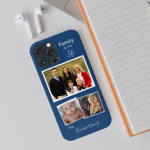Family Photo Collage Personalized Blue iPhone 13 Case