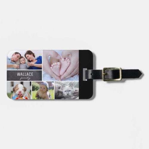 Family Photo Collage Personalized Chalkboard Luggage Tag