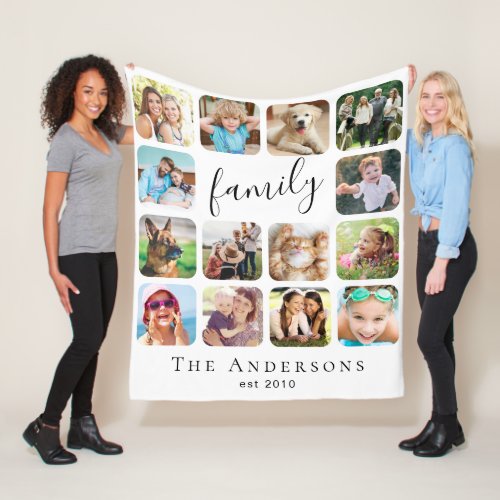 Family Photo Collage Personalized Fleece Blanket