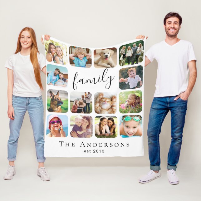 Family Photo Collage Personalized Fleece Blanket (In Situ)