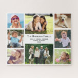 Family Photo Collage Personalized Jigsaw Puzzle<br><div class="desc">A fun photo collage jigsaw puzzle keepsake that your family will treasure and enjoy for years. You can personalize with eight family photos,  your family name and your first names and the year or other custom text.</div>