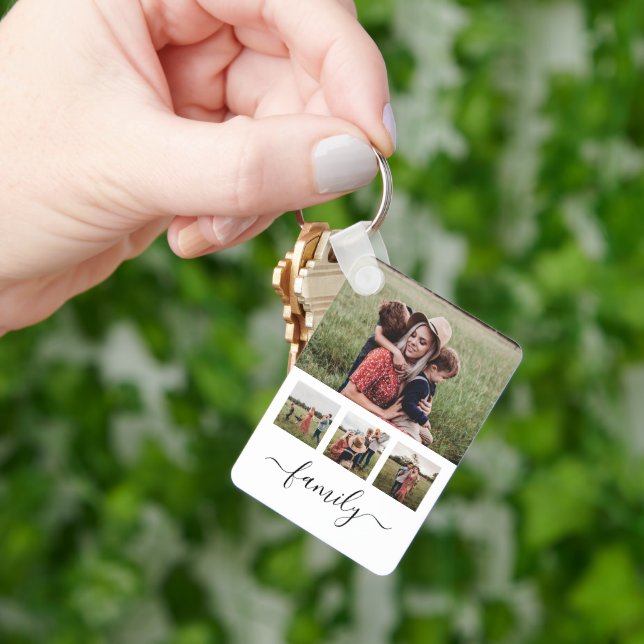 Family Photo Collage Personalized Keychain (Hand)