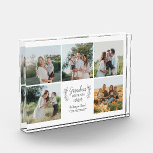 Family photo collage personalized love you grandma block