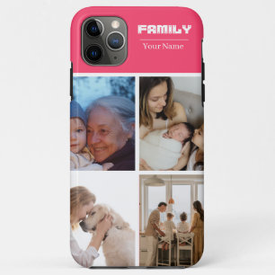 Family Photo Collage Pink 4 Picture iPhone 11 Pro Max Case