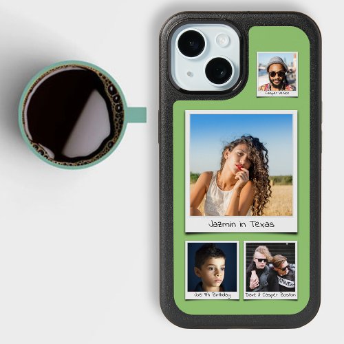 Family Photo Collage Pistachio Green Otterbox iPhone 15 Case