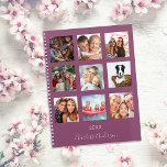 Family photo collage plum name script 2025 planner<br><div class="desc">Make your own unique family photo collage as a gift for your mom, wife or yourself. Use four, 9 of your favorite photos of your family, friends, dream travel destination or pet! Personalize and add a name and a year. The name is written with a modern hand lettered style script....</div>