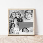 Family Photo Collage Poster<br><div class="desc">Beautiful personalized poster with 4 of your custom family photos arranged in a square grid photo collage. Add your favorite family photos and create a beautiful keepsake canvas art print. Click Customize It to move photos around, add text, and customize fonts and colors. Great gift for family, friends, parents and...</div>