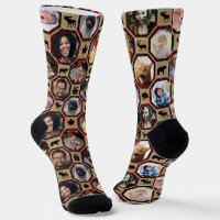 Family Photo Collage Red Black Buffalo Plaid Quilt