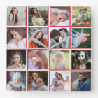 Family Photo Collage Red Border 16 Instagram Pics