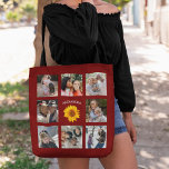 Family Photo Collage Red Rustic Sunflower Tote Bag at Zazzle