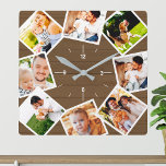 Family Photo Collage Rustic Farmhouse Brown Square Wall Clock<br><div class="desc">Family Photo Collage Rustic Farmhouse Brown Square Wall Clock</div>