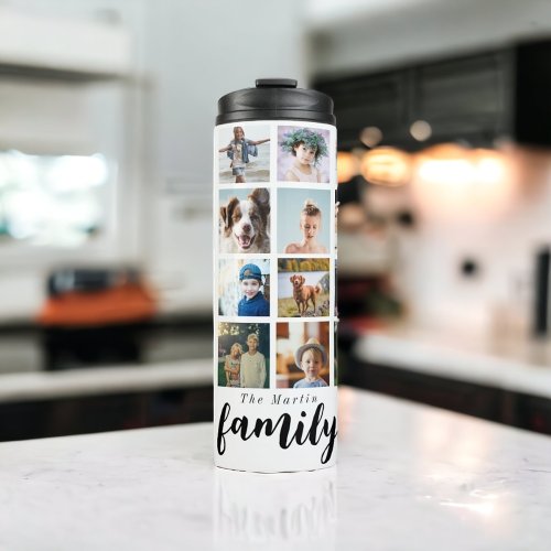Family photo collage script Thermal Tumbler