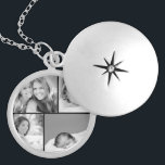 Family Photo Collage Silver Plated Necklace<br><div class="desc">Beautiful personalized locket necklace with 4 of your custom family photos arranged in a square grid photo collage. Add your favorite family photos and create a beautiful keepsake canvas art print. Click Customize It to move photos around, add text, and customize fonts and colors. Great gift for family, friends, parents...</div>