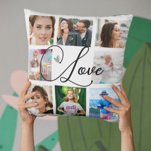 Family Photo Collage Simple Love  Throw Pillow