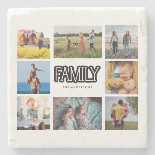 Family Photo Collage Stone Coaster