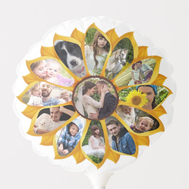 Family Photo Collage Sunflower 13 Pictures Easy Balloon (Front)