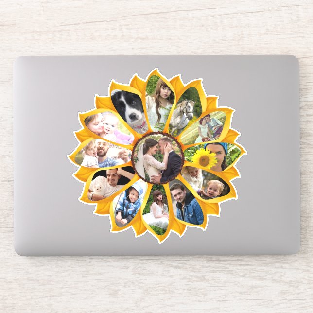 Family Photo Collage Sunflower 13 Pictures Easy Sticker (Computer)
