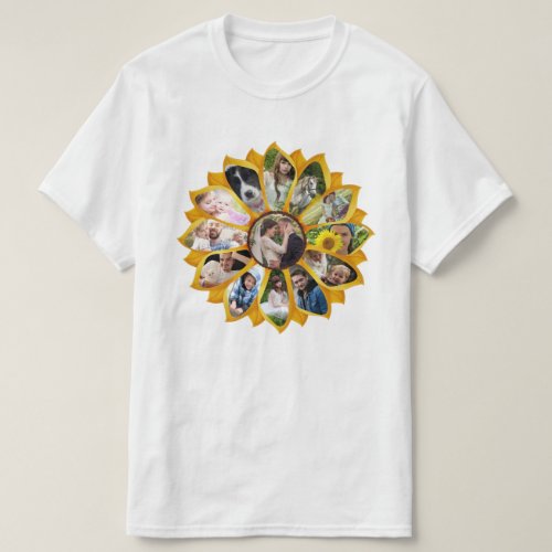 Family Photo Collage Sunflower 13 Pictures Easy T_Shirt