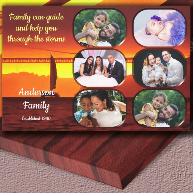 Family Photo Collage Sunset 1124 Art Canvas Print (Creator Uploaded)