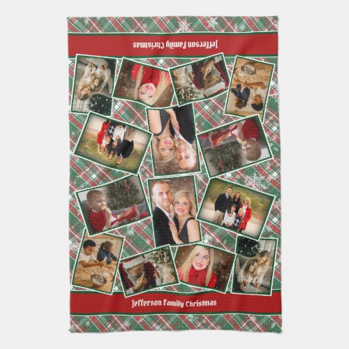 Family Photo Collage Template Country Christmas Kitchen Towel