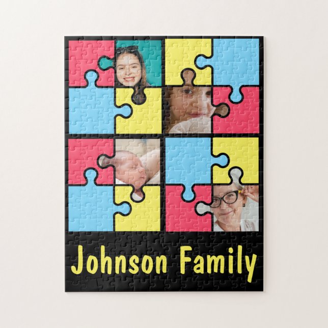 Family Photo Collage Template Keepsake 4 Images Jigsaw Puzzle (Vertical)