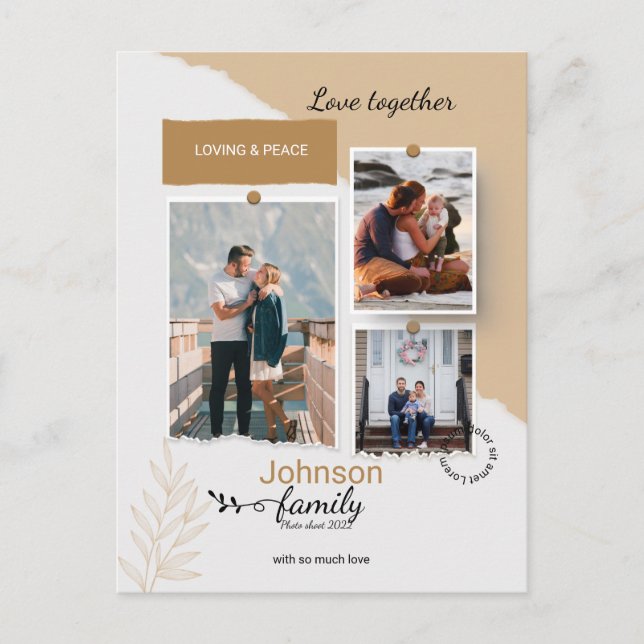 Family Photo Collage Template Postcard (Front)