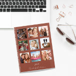 Family photo collage terracotta name script 2024 planner<br><div class="desc">Make your own unique family photo collage as a gift for your mom, wife or yourself. Use four, 9 of your favorite photos of your family, friends, dream travel destination or pet! Personalize and add a name and a year. The name is written with a modern hand lettered style script....</div>