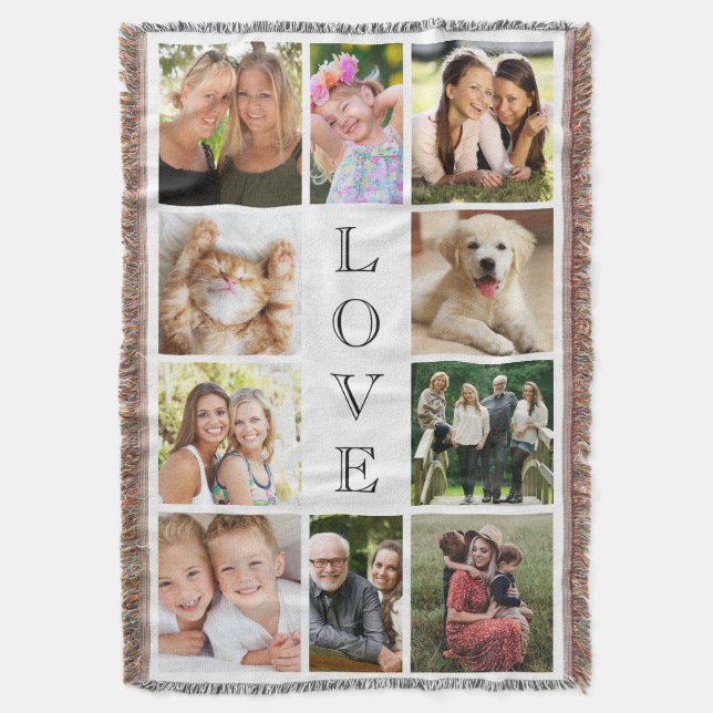 Family Photo Collage Throw Blanket (Front Vertical)