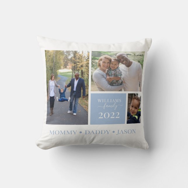 Family Photo Collage Throw Pillow (Front)